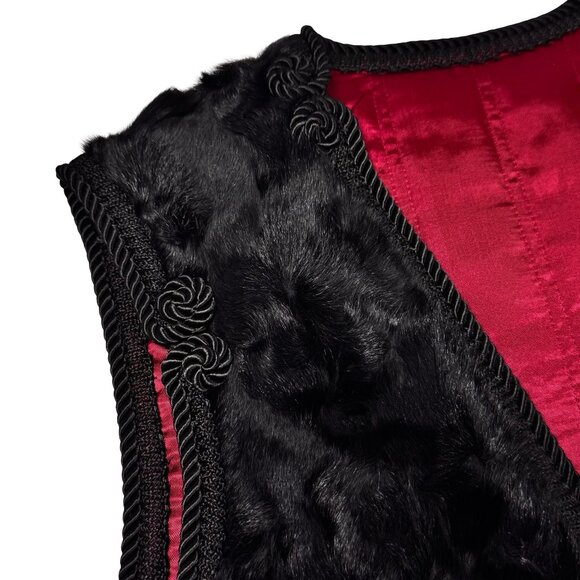 Vintage 70 Black Real Sheep Fur Vest SZ M Swakara Karalul Boho Whimsigoth Folk - Picture 6 of 14